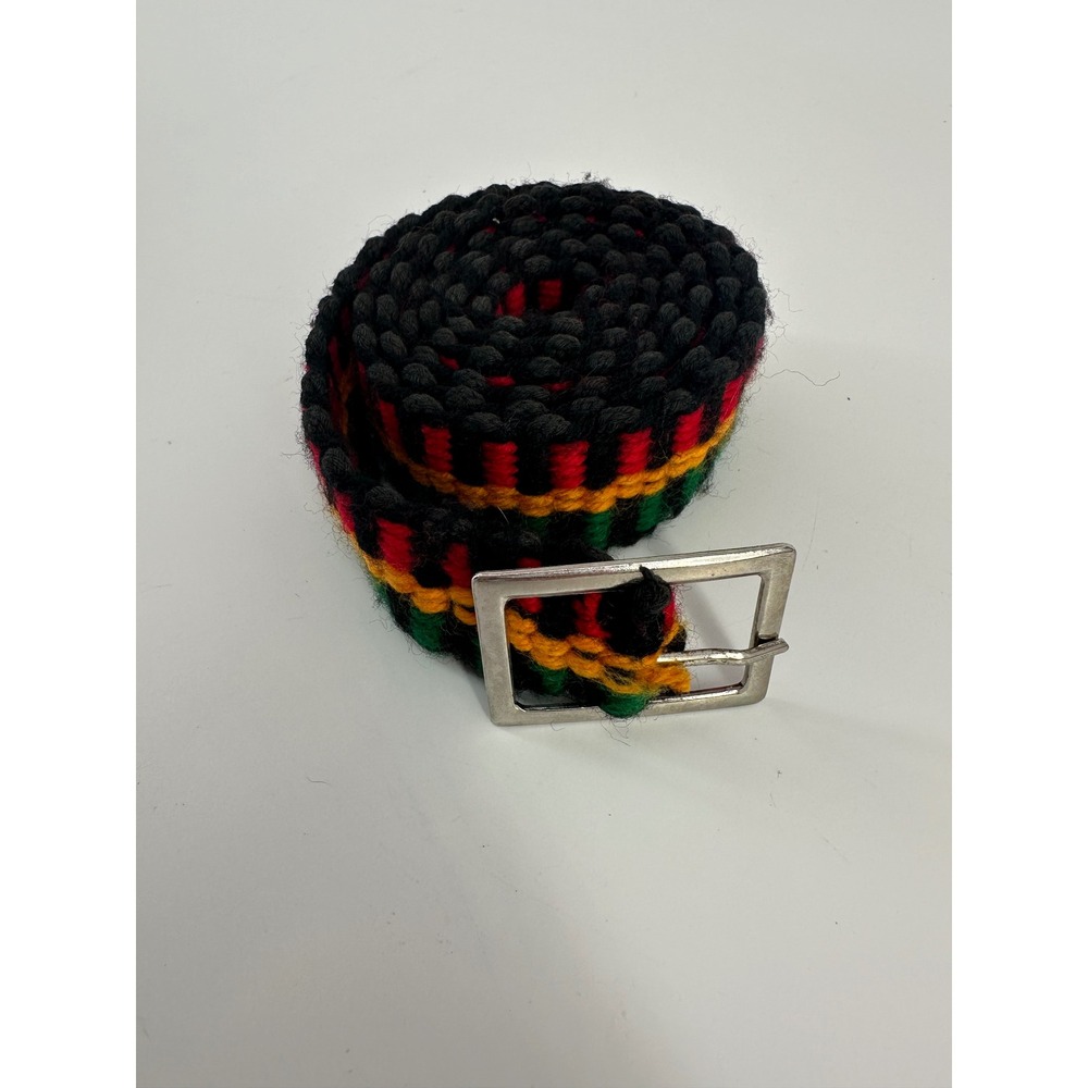 Handmade Rasta Woven Belt Black Red Yellow Green Striped Braided Reggae 49  Inch